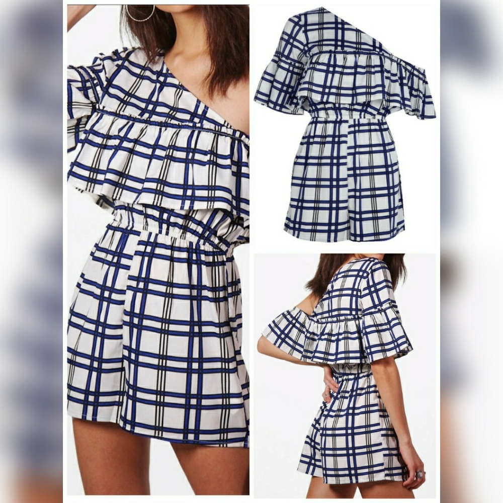 NWT Check Print Asymmetric Frill
Romper